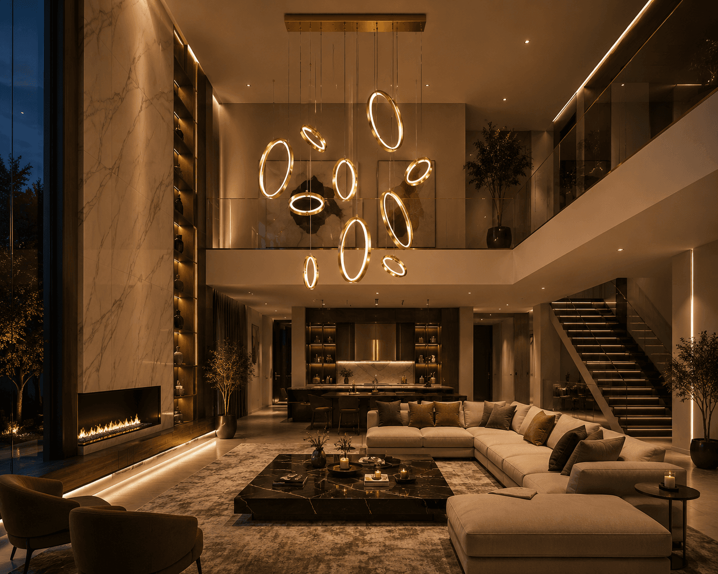 Luminaires signatures — Salon, hall d'entrée, pièces de réception