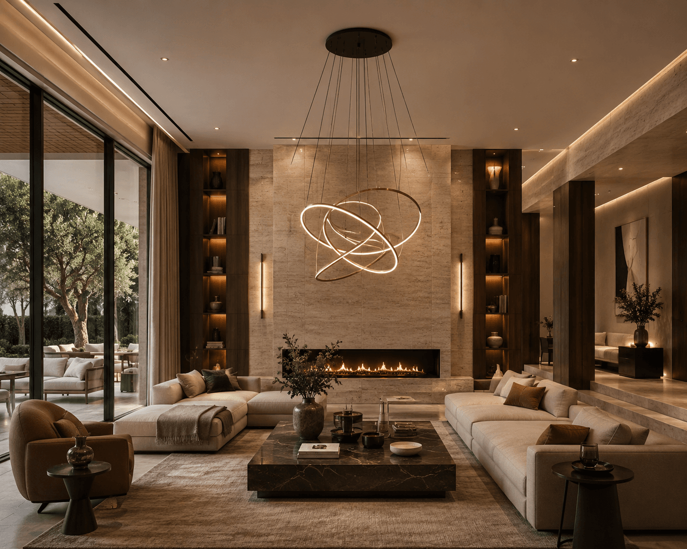 Salon contemporain lumineux — éclairage décoratif par ARCHiLIGHT